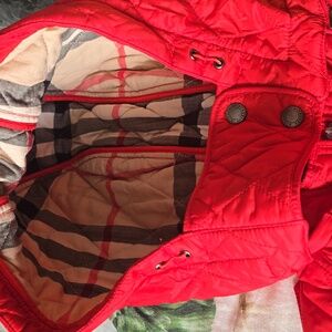 Burberry Red Quilted Hooded Puffer Jacket